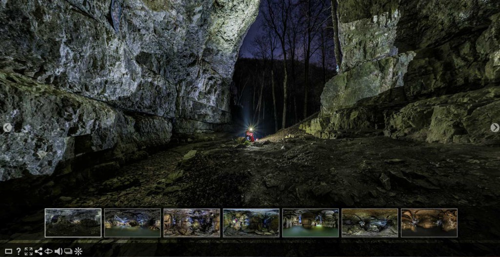 360 Grad Fotografie / Virtual Reality: Panoramabilder mit 360 Grad Ansicht und Panoramafotografie für Tourismus: Virtueller Rundgang Höhle Falkenstein