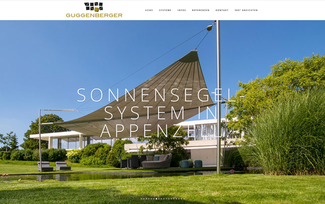 Webdesign und Grafik für Guggenberger Sonnensegel Schweiz